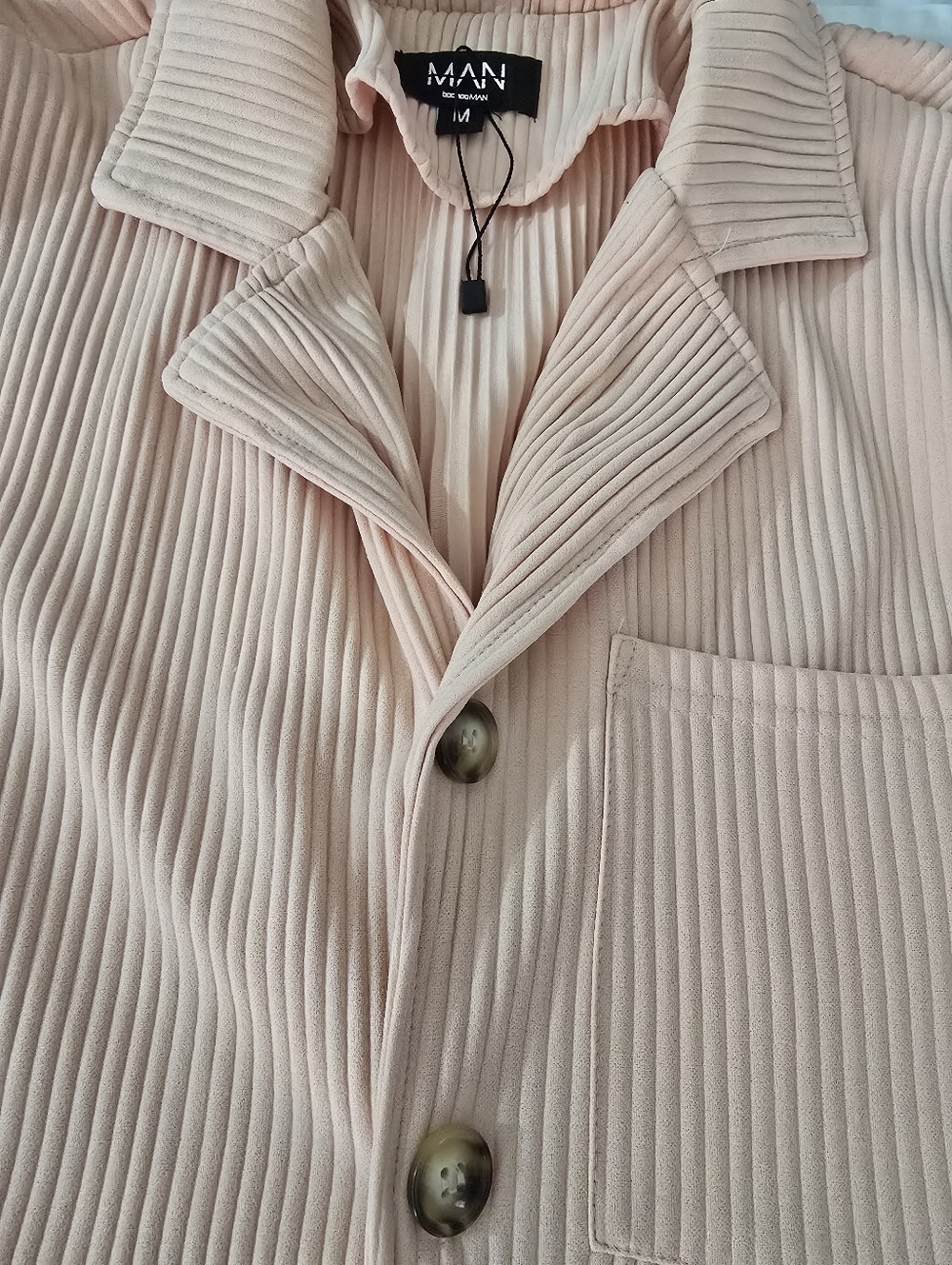 Mango Pleated Blush Pink Button-Front Jacket